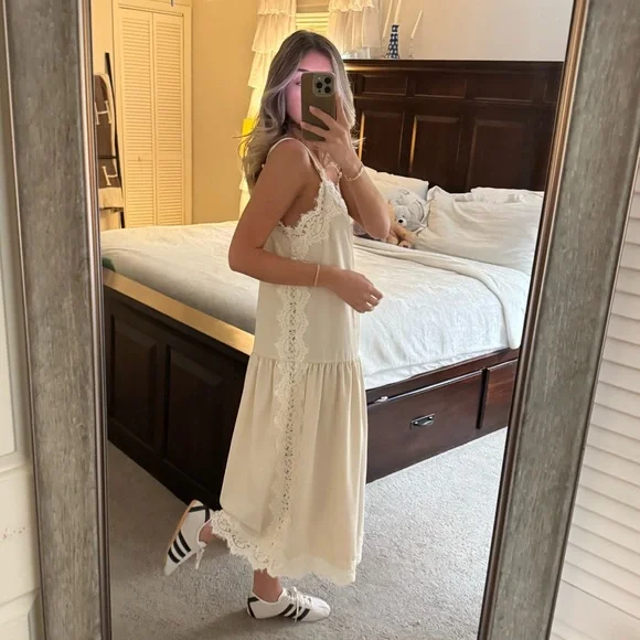 Ivory Lace Camisole Dress - Picture 2 of 16